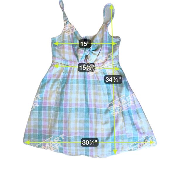 NEW Babydoll Linen Dress Large Pastel Plaid Smock Coquette Prairie Cottage READ - Picture 7 of 16